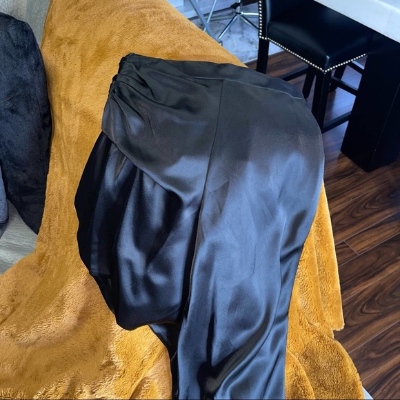 Alexander Wang Women's Black Silk Asymmetric Exposed Leg Skirt with Shorts - Picture 12 of 16